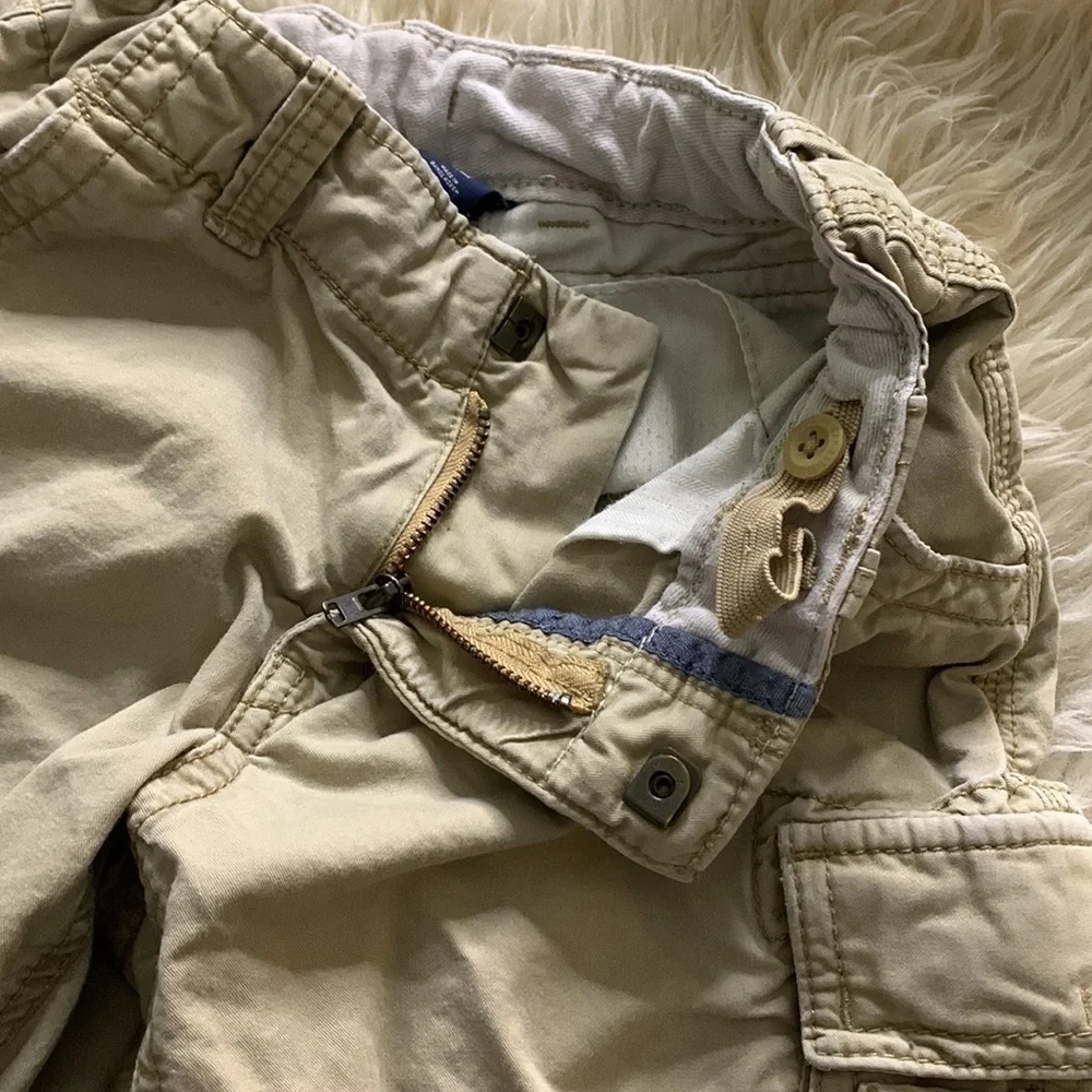 Bundle of two toddler boys casual shorts size 5 kids clothes khaki and blue